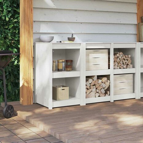 Buitenkeukenkast Wit 55x55x92 cm Massief Grenenhout 3