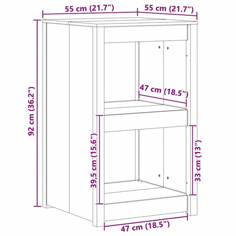 Buitenkeukenkast Wit 55x55x92 cm Massief Grenenhout 8