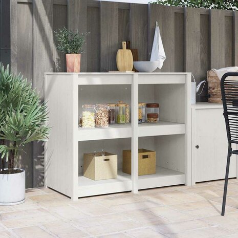 Buitenkeukenkast Wit 106x55x92 cm Massief Grenenhout 1