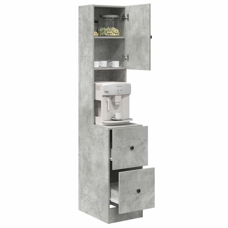 Keukenkast Beton Grijs 35x50x180 cm Bewerkt Hout 2
