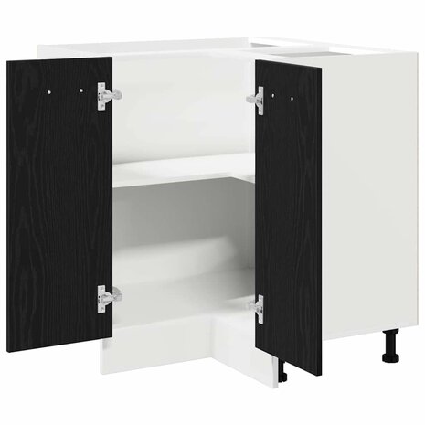 Zwarte Eiken Hoek Onderkast - 75,5 x 75,5 x 81,5 cm, Gemaakt van Geëngineerd Hout 4