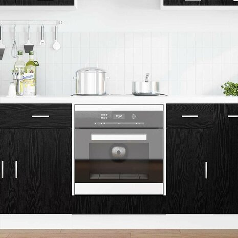 Ovenkast Zwart eiken 60 x 46 x 81.5 cm Bewerkt hout 3