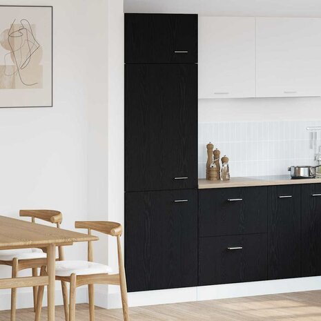 Koelkastkast in Zwart Eiken - 60x57x207 cm, gemaakt van geengineerd hout 1