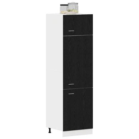 Koelkastkast in Zwart Eiken - 60x57x207 cm, gemaakt van geengineerd hout 2