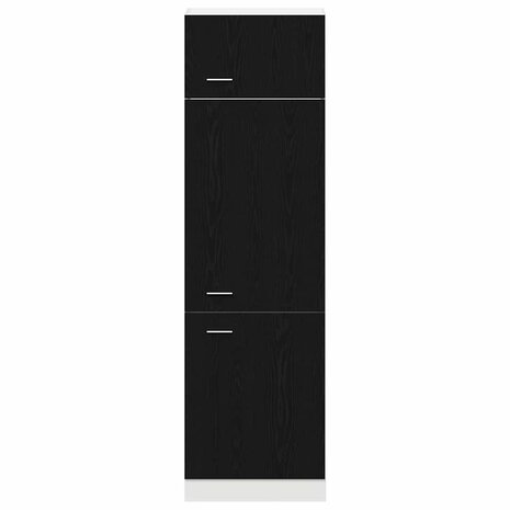 Koelkastkast in Zwart Eiken - 60x57x207 cm, gemaakt van geengineerd hout 6
