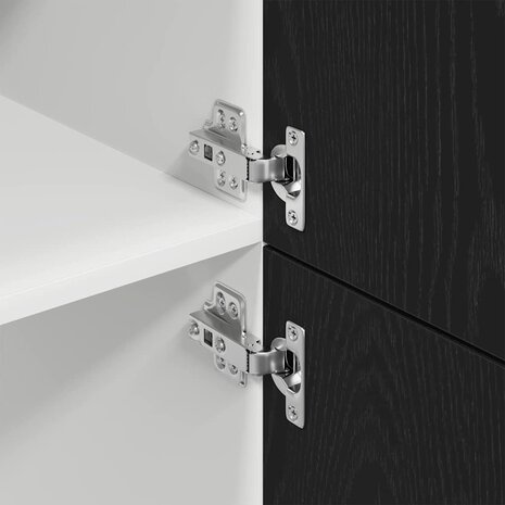 Koelkastkast in Zwart Eiken - 60x57x207 cm, gemaakt van geengineerd hout 8