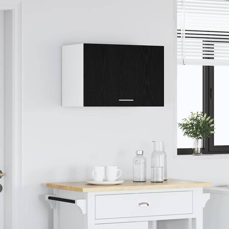 Zwart Eiken Hangkast - 60x31x60 cm, Gemaakt van Engineered Hout 3