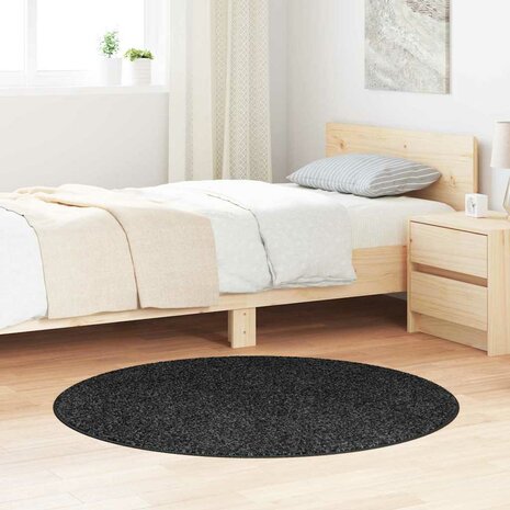 Vloerkleed shaggy met latex onderkant ø120 cm donkergrijs 1