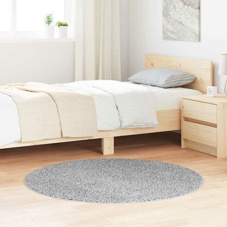 Vloerkleed shaggy met latex onderkant ø120 cm grijs 1