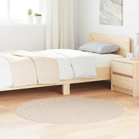 Vloerkleed shaggy met latex onderkant ø120 cm crèmekleurig 1
