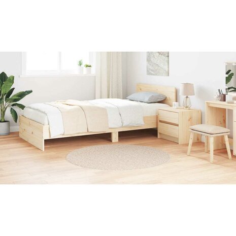 Vloerkleed shaggy met latex onderkant ø120 cm crèmekleurig 3