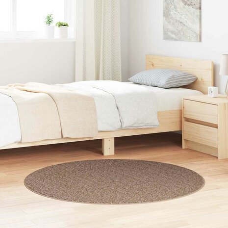 Vloerkleed shaggy met latex onderkant ø120 cm bruin 1