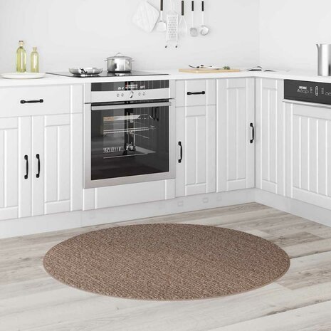 Vloerkleed shaggy met latex onderkant ø120 cm bruin 2