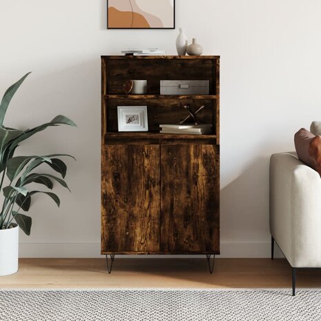 Hoge kast 60x36x110 cm bewerkt hout gerookt eikenkleurig 1