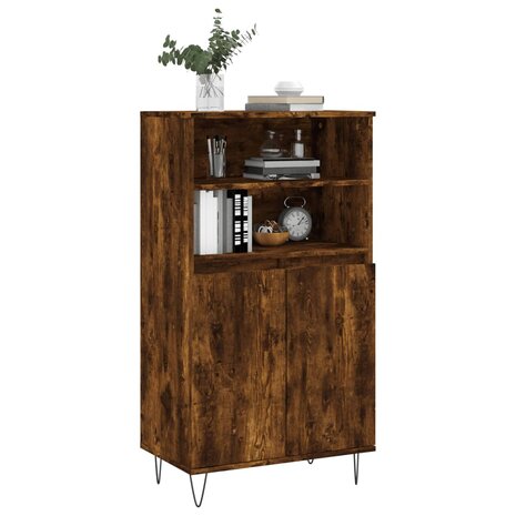 Hoge kast 60x36x110 cm bewerkt hout gerookt eikenkleurig 3