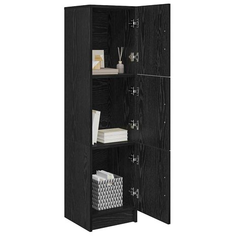 Hoge Kast Zwart 31,5x32x124 cm Gelaagd hout 2