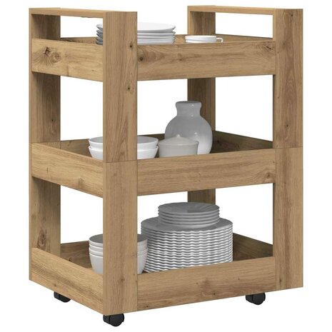 Keukentrolley 60x45x80 cm bewerkt hout artisanaal eiken 2