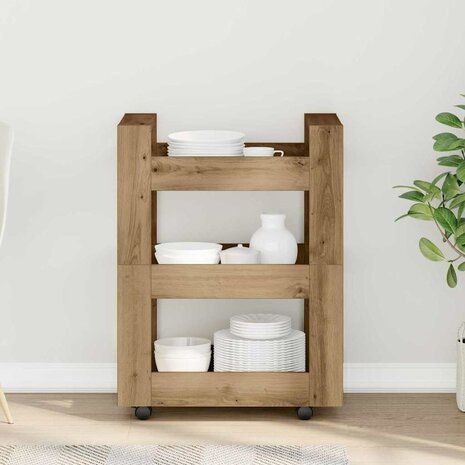 Keukentrolley 60x45x80 cm bewerkt hout artisanaal eiken 3