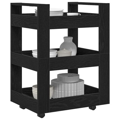 Keukentrolley 60x45x80 cm bewerkt hout zwart eikenkleurig 2