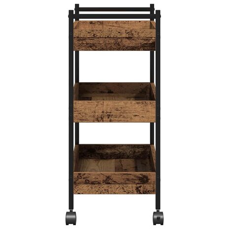 Keukentrolley 50x30x70 cm bewerkt hout oud houtkleurig 7