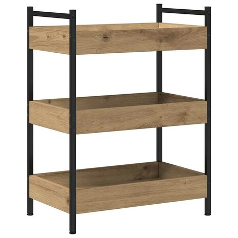 Keukentrolley 50x30x70 cm bewerkt hout artisanaal eiken 4
