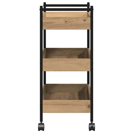 Keukentrolley 50x30x70 cm bewerkt hout artisanaal eiken 7