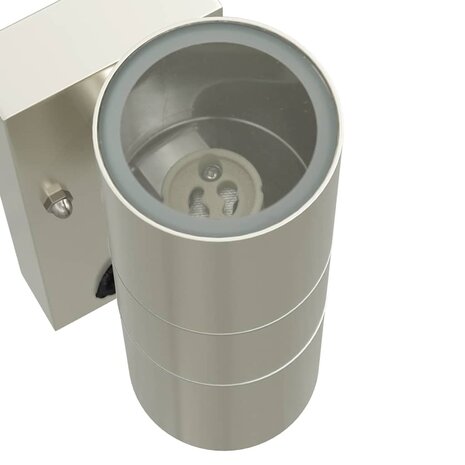 Buitenwandlampen met Sensor 2 stuks Zilver RVS IP44 6