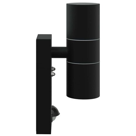 Buitenwandlampen met Sensor 2 stuks Zwart RVS IP44 4