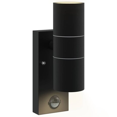 Buitenwandlampen met Sensor 2 stuks Zwart RVS IP44 8