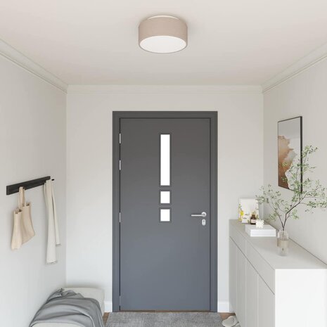 Plafondlamp vlakke montage Ø 30 cm E27 stof taupe 1