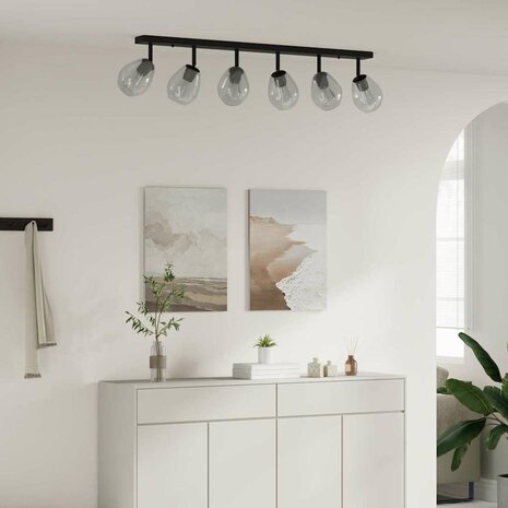 Plafondlamp met verstelbare glazen lampenkap E27 antraciet 1
