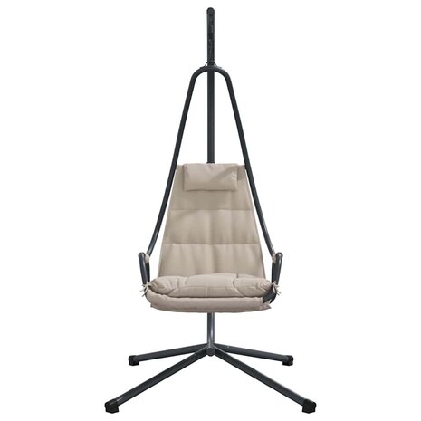 Hangstoel met standaard en kussen taupe staal 4