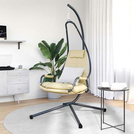 Hangstoel met standaard en kussen - Beige staal 2