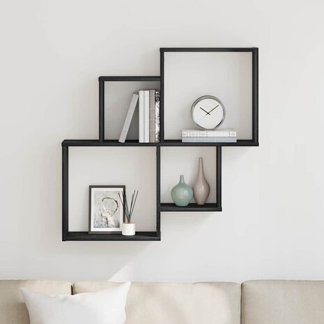 Wandkast Zwart Eiken 80x15x78,5 cm Gemaakt van Hout 3