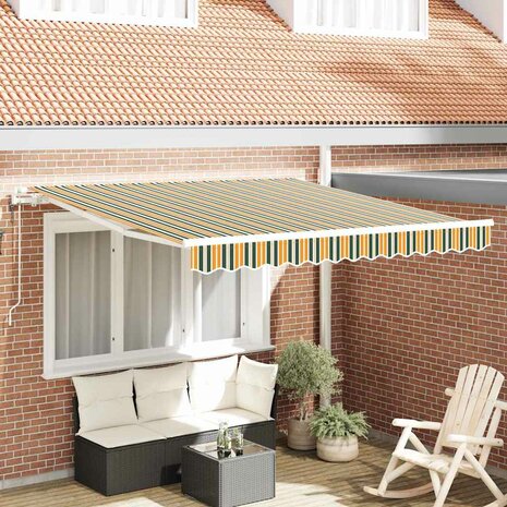 Luifel automatisch uitschuifbaar 350x250 cm groen en geel 1