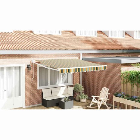 Luifel automatisch uitschuifbaar Groen en Geel 350x250 cm 1