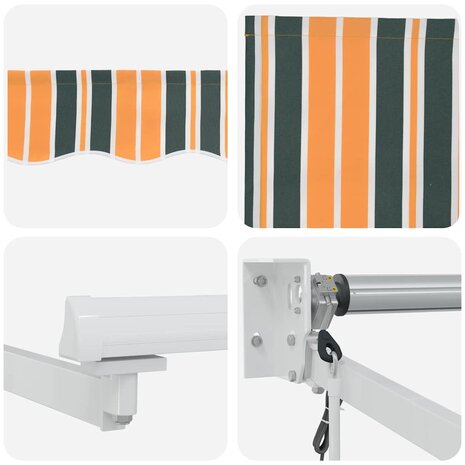 Luifel automatisch uitschuifbaar Groen en Geel 350x250 cm 7