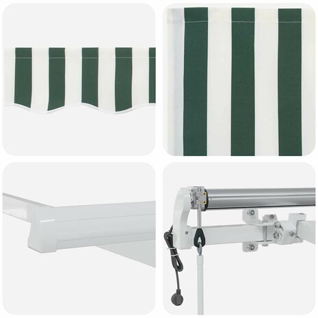 Luifel automatisch uitschuifbaar 350x250 cm groen en wit 7