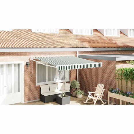 Luifel automatisch uitschuifbaar 350x250 cm groen en wit 1