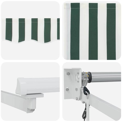 Luifel automatisch uitschuifbaar 350x250 cm groen en wit 7