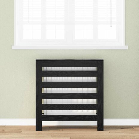 Radiator Cover Zwart Eiken 78x20x82 cm Bewerkt Hout 1