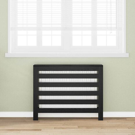 Radiatorafdekking Zwart Eiken 104x20x82 cm Bewerkt Hout 1