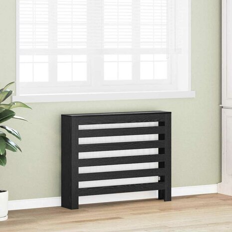Radiatorafdekking Zwart Eiken 104x20x82 cm Bewerkt Hout 2
