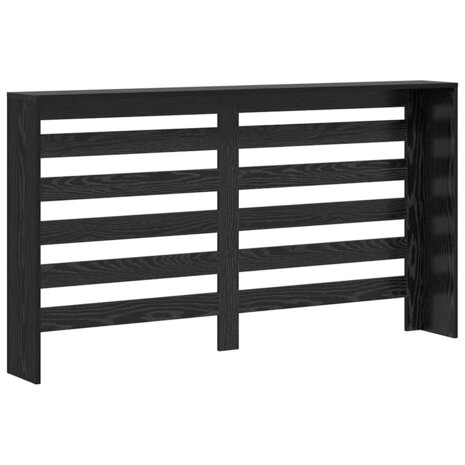 Radiator Cover Zwart Eiken 149x20x82 cm Geglansd Hout 5