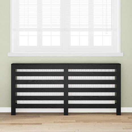 Radiator Bedekking Zwarte Eiken 175x20x82 cm Gelaagd Hout 1