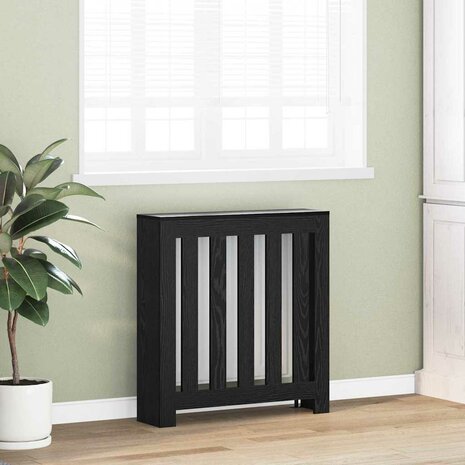 Radiator Cover Zwart Eiken 78x20x82 cm Bewerkt Hout 2