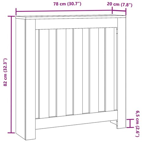 Radiator Cover Zwart Eiken 78x20x82 cm Bewerkt Hout 7