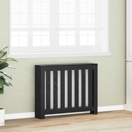 Radiator Cover Zwart Eiken 104x20x82 cm Hout 2