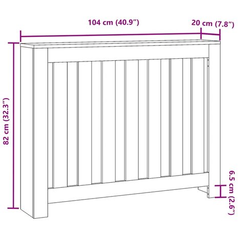 Radiator Cover Zwart Eiken 104x20x82 cm Hout 7