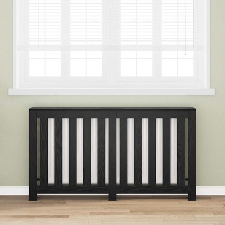 radiatorafdekking Zwart Eiken 149x20x82 cm Geëngineerd Hout 1